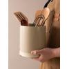 imagefamiware Milkyway Kitchen Utensil Holder for Countertop 72quot58quot Ceramic Cooking Utensil Crocks for Counter Utensil Organizer for Spatula ampamp Spoon Kitchen Decor Set of 2 WhiteCinnamon Brown