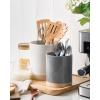 imagefamiware Milkyway Kitchen Utensil Holder for Countertop 72quot58quot Ceramic Cooking Utensil Crocks for Counter Utensil Organizer for Spatula ampamp Spoon Kitchen Decor Set of 2 WhiteWhite and Dark Gray