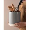 imagefamiware Milkyway Kitchen Utensil Holder for Countertop 72quot58quot Ceramic Cooking Utensil Crocks for Counter Utensil Organizer for Spatula ampamp Spoon Kitchen Decor Set of 2 WhiteDark Gray
