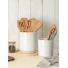 imagefamiware Milkyway Kitchen Utensil Holder for Countertop 72quot58quot Ceramic Cooking Utensil Crocks for Counter Utensil Organizer for Spatula ampamp Spoon Kitchen Decor Set of 2 WhiteWhite