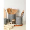 imagefamiware Milkyway Kitchen Utensil Holder for Countertop 72quot58quot Ceramic Cooking Utensil Crocks for Counter Utensil Organizer for Spatula ampamp Spoon Kitchen Decor Set of 2 WhiteDark Gray