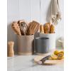 imagefamiware Milkyway Kitchen Utensil Holder for Countertop 72quot58quot Ceramic Cooking Utensil Crocks for Counter Utensil Organizer for Spatula ampamp Spoon Kitchen Decor Set of 2 WhiteWhite and Dark Gray