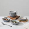 imagefamiware Nature Ceramic Soy Sauce Dish Dipping Bowls Set of 6 3 oz Dipping Sauce BowlsDishesCupsPlates Small Serving Bowls for Side Dishes Condiments Sushi Appetizer Dessert Snowy WhiteLight Blue