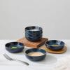 imagefamiware Nature Ceramic Soy Sauce Dish Dipping Bowls Set of 6 3 oz Dipping Sauce BowlsDishesCupsPlates Small Serving Bowls for Side Dishes Condiments Sushi Appetizer Dessert Snowy WhiteMidnight Blue