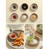 imagefamiware Nature Ceramic Soy Sauce Dish Dipping Bowls Set of 6 3 oz Dipping Sauce BowlsDishesCupsPlates Small Serving Bowls for Side Dishes Condiments Sushi Appetizer Dessert Snowy WhiteCinnamon Brown