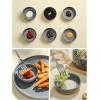 imagefamiware Nature Ceramic Soy Sauce Dish Dipping Bowls Set of 6 3 oz Dipping Sauce BowlsDishesCupsPlates Small Serving Bowls for Side Dishes Condiments Sushi Appetizer Dessert Snowy WhiteDark Gray