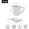 imagefamiware Ocean Espresso Cups with Saucers Set of 4 334oz Espresso Cup Set Coffee Mug Set for Latte Macchiato Stoneware Demitasse Cups Set for Cafe MicrowaveampampDishwasher Safe Vanilla WhiteWhite Circle