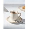 imagefamiware Ocean Espresso Cups with Saucers Set of 4 334oz Espresso Cup Set Coffee Mug Set for Latte Macchiato Stoneware Demitasse Cups Set for Cafe MicrowaveampampDishwasher Safe Vanilla WhiteCappuccino White