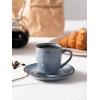 imagefamiware Ocean Espresso Cups with Saucers Set of 4 334oz Espresso Cup Set Coffee Mug Set for Latte Macchiato Stoneware Demitasse Cups Set for Cafe MicrowaveampampDishwasher Safe Vanilla WhiteBlue