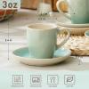 imagefamiware Ocean Espresso Cups with Saucers Set of 4 334oz Espresso Cup Set Coffee Mug Set for Latte Macchiato Stoneware Demitasse Cups Set for Cafe MicrowaveampampDishwasher Safe Vanilla WhiteMulticolor