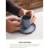 imagefamiware Ocean Espresso Cups with Saucers Set of 4 334oz Espresso Cup Set Coffee Mug Set for Latte Macchiato Stoneware Demitasse Cups Set for Cafe MicrowaveampampDishwasher Safe Vanilla WhiteBlue