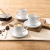 imagefamiware Ocean Espresso Cups with Saucers Set of 4 334oz Espresso Cup Set Coffee Mug Set for Latte Macchiato Stoneware Demitasse Cups Set for Cafe MicrowaveampampDishwasher Safe Vanilla WhiteWhite Circle