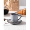 imagefamiware Ocean Espresso Cups with Saucers Set of 4 334oz Espresso Cup Set Coffee Mug Set for Latte Macchiato Stoneware Demitasse Cups Set for Cafe MicrowaveampampDishwasher Safe Vanilla WhiteGray