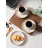imagefamiware Ocean Espresso Cups with Saucers Set of 4 334oz Espresso Cup Set Coffee Mug Set for Latte Macchiato Stoneware Demitasse Cups Set for Cafe MicrowaveampampDishwasher Safe Vanilla WhiteCappuccino White