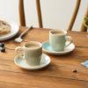 imagefamiware Ocean Espresso Cups with Saucers Set of 4 334oz Espresso Cup Set Coffee Mug Set for Latte Macchiato Stoneware Demitasse Cups Set for Cafe MicrowaveampampDishwasher Safe Vanilla WhiteMulticolor