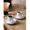 imagefamiware Ocean Espresso Cups with Saucers Set of 4 334oz Espresso Cup Set Coffee Mug Set for Latte Macchiato Stoneware Demitasse Cups Set for Cafe MicrowaveampampDishwasher Safe Vanilla WhiteWhite Stripe