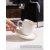 imagefamiware Ocean Espresso Cups with Saucers Set of 4 334oz Espresso Cup Set Coffee Mug Set for Latte Macchiato Stoneware Demitasse Cups Set for Cafe MicrowaveampampDishwasher Safe Vanilla WhiteVanilla White