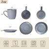 imagefamiware Ocean Espresso Cups with Saucers Set of 4 334oz Espresso Cup Set Coffee Mug Set for Latte Macchiato Stoneware Demitasse Cups Set for Cafe MicrowaveampampDishwasher Safe Vanilla WhiteBlue