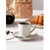 imagefamiware Ocean Espresso Cups with Saucers Set of 4 334oz Espresso Cup Set Coffee Mug Set for Latte Macchiato Stoneware Demitasse Cups Set for Cafe MicrowaveampampDishwasher Safe Vanilla WhiteVanilla White