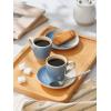 imagefamiware Ocean Espresso Cups with Saucers Set of 4 334oz Espresso Cup Set Coffee Mug Set for Latte Macchiato Stoneware Demitasse Cups Set for Cafe MicrowaveampampDishwasher Safe Vanilla WhiteAzure Blue