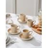 imagefamiware Ocean Espresso Cups with Saucers Set of 4 334oz Espresso Cup Set Coffee Mug Set for Latte Macchiato Stoneware Demitasse Cups Set for Cafe MicrowaveampampDishwasher Safe Vanilla WhiteHoney Beige