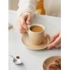 imagefamiware Ocean Espresso Cups with Saucers Set of 4 334oz Espresso Cup Set Coffee Mug Set for Latte Macchiato Stoneware Demitasse Cups Set for Cafe MicrowaveampampDishwasher Safe Vanilla WhiteHoney Beige