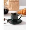 imagefamiware Ocean Espresso Cups with Saucers Set of 4 334oz Espresso Cup Set Coffee Mug Set for Latte Macchiato Stoneware Demitasse Cups Set for Cafe MicrowaveampampDishwasher Safe Vanilla WhiteDeep Forest