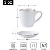 imagefamiware Ocean Espresso Cups with Saucers Set of 4 334oz Espresso Cup Set Coffee Mug Set for Latte Macchiato Stoneware Demitasse Cups Set for Cafe MicrowaveampampDishwasher Safe Vanilla WhiteWhite Flower