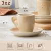 imagefamiware Ocean Espresso Cups with Saucers Set of 4 334oz Espresso Cup Set Coffee Mug Set for Latte Macchiato Stoneware Demitasse Cups Set for Cafe MicrowaveampampDishwasher Safe Vanilla WhiteHoney Beige
