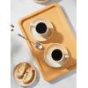 imagefamiware Ocean Espresso Cups with Saucers Set of 4 334oz Espresso Cup Set Coffee Mug Set for Latte Macchiato Stoneware Demitasse Cups Set for Cafe MicrowaveampampDishwasher Safe Vanilla WhiteHoney Beige