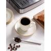imagefamiware Ocean Espresso Cups with Saucers Set of 4 334oz Espresso Cup Set Coffee Mug Set for Latte Macchiato Stoneware Demitasse Cups Set for Cafe MicrowaveampampDishwasher Safe Vanilla WhiteCappuccino White