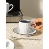 imagefamiware Ocean Espresso Cups with Saucers Set of 4 334oz Espresso Cup Set Coffee Mug Set for Latte Macchiato Stoneware Demitasse Cups Set for Cafe MicrowaveampampDishwasher Safe Vanilla WhiteWhite Stripe