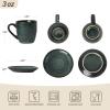 imagefamiware Ocean Espresso Cups with Saucers Set of 4 334oz Espresso Cup Set Coffee Mug Set for Latte Macchiato Stoneware Demitasse Cups Set for Cafe MicrowaveampampDishwasher Safe Vanilla WhiteDeep Forest
