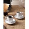 imagefamiware Ocean Espresso Cups with Saucers Set of 4 334oz Espresso Cup Set Coffee Mug Set for Latte Macchiato Stoneware Demitasse Cups Set for Cafe MicrowaveampampDishwasher Safe Vanilla WhiteWhite Flower