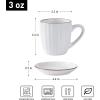 imagefamiware Ocean Espresso Cups with Saucers Set of 4 334oz Espresso Cup Set Coffee Mug Set for Latte Macchiato Stoneware Demitasse Cups Set for Cafe MicrowaveampampDishwasher Safe Vanilla WhiteWhite Stripe