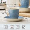 imagefamiware Ocean Espresso Cups with Saucers Set of 4 334oz Espresso Cup Set Coffee Mug Set for Latte Macchiato Stoneware Demitasse Cups Set for Cafe MicrowaveampampDishwasher Safe Vanilla WhiteAzure Blue