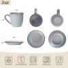imagefamiware Ocean Espresso Cups with Saucers Set of 4 334oz Espresso Cup Set Coffee Mug Set for Latte Macchiato Stoneware Demitasse Cups Set for Cafe MicrowaveampampDishwasher Safe Vanilla WhiteGray