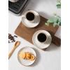 imagefamiware Ocean Espresso Cups with Saucers Set of 4 334oz Espresso Cup Set Coffee Mug Set for Latte Macchiato Stoneware Demitasse Cups Set for Cafe MicrowaveampampDishwasher Safe Vanilla WhiteVanilla White