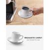 imagefamiware Ocean Espresso Cups with Saucers Set of 4 334oz Espresso Cup Set Coffee Mug Set for Latte Macchiato Stoneware Demitasse Cups Set for Cafe MicrowaveampampDishwasher Safe Vanilla WhiteWhite Stripe