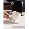 imagefamiware Ocean Espresso Cups with Saucers Set of 4 334oz Espresso Cup Set Coffee Mug Set for Latte Macchiato Stoneware Demitasse Cups Set for Cafe MicrowaveampampDishwasher Safe Vanilla WhiteCappuccino White