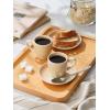 imagefamiware Ocean Espresso Cups with Saucers Set of 4 334oz Espresso Cup Set Coffee Mug Set for Latte Macchiato Stoneware Demitasse Cups Set for Cafe MicrowaveampampDishwasher Safe Vanilla WhiteHoney Beige