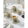 imagefamiware Ocean Espresso Cups with Saucers Set of 4 334oz Espresso Cup Set Coffee Mug Set for Latte Macchiato Stoneware Demitasse Cups Set for Cafe MicrowaveampampDishwasher Safe Vanilla WhiteSage Green