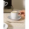 imagefamiware Ocean Espresso Cups with Saucers Set of 4 334oz Espresso Cup Set Coffee Mug Set for Latte Macchiato Stoneware Demitasse Cups Set for Cafe MicrowaveampampDishwasher Safe Vanilla WhiteWhite Flower