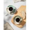 imagefamiware Ocean Espresso Cups with Saucers Set of 4 334oz Espresso Cup Set Coffee Mug Set for Latte Macchiato Stoneware Demitasse Cups Set for Cafe MicrowaveampampDishwasher Safe Vanilla WhiteMulticolor