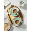 imagefamiware Ocean Espresso Cups with Saucers Set of 4 334oz Espresso Cup Set Coffee Mug Set for Latte Macchiato Stoneware Demitasse Cups Set for Cafe MicrowaveampampDishwasher Safe Vanilla WhiteAqua