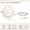 imagefamiware Ocean Soy Sauce Dishes of 6 Oval Dipping Sauce CupsBowlsDishes for Kitchen 21oz Ceramic Small Bowls for Side Dishes Appetizers Snacks and Sushi Dishwasher Safe Vanilla WhiteCappuccino White