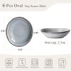 imagefamiware Ocean Soy Sauce Dishes of 6 Oval Dipping Sauce CupsBowlsDishes for Kitchen 21oz Ceramic Small Bowls for Side Dishes Appetizers Snacks and Sushi Dishwasher Safe Vanilla WhiteGray