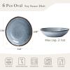 imagefamiware Ocean Soy Sauce Dishes of 6 Oval Dipping Sauce CupsBowlsDishes for Kitchen 21oz Ceramic Small Bowls for Side Dishes Appetizers Snacks and Sushi Dishwasher Safe Vanilla WhiteBlue