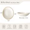 imagefamiware Ocean Soy Sauce Dishes of 6 Oval Dipping Sauce CupsBowlsDishes for Kitchen 21oz Ceramic Small Bowls for Side Dishes Appetizers Snacks and Sushi Dishwasher Safe Vanilla WhiteVanilla White