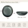 imagefamiware Ocean Soy Sauce Dishes of 6 Oval Dipping Sauce CupsBowlsDishes for Kitchen 21oz Ceramic Small Bowls for Side Dishes Appetizers Snacks and Sushi Dishwasher Safe Vanilla WhiteDeep Forest